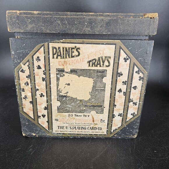 Vintage Paine's Duplicate Whist Trays 20 Tray Set US Playing Card Co Bridge Game - Picture 6 of 16